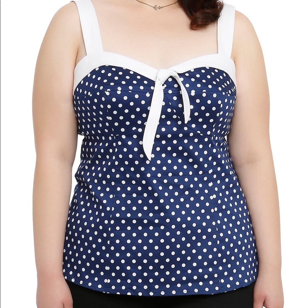 Hot Topic Navy Polka Dot Tank Top